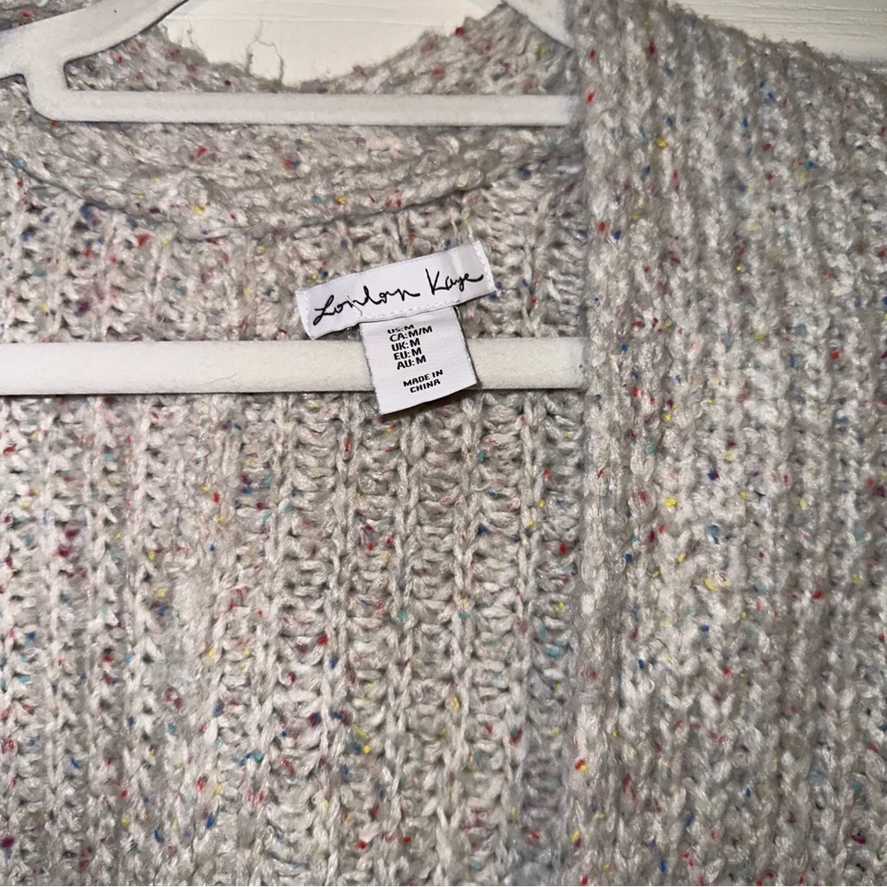 Gray/white multi color cardigan